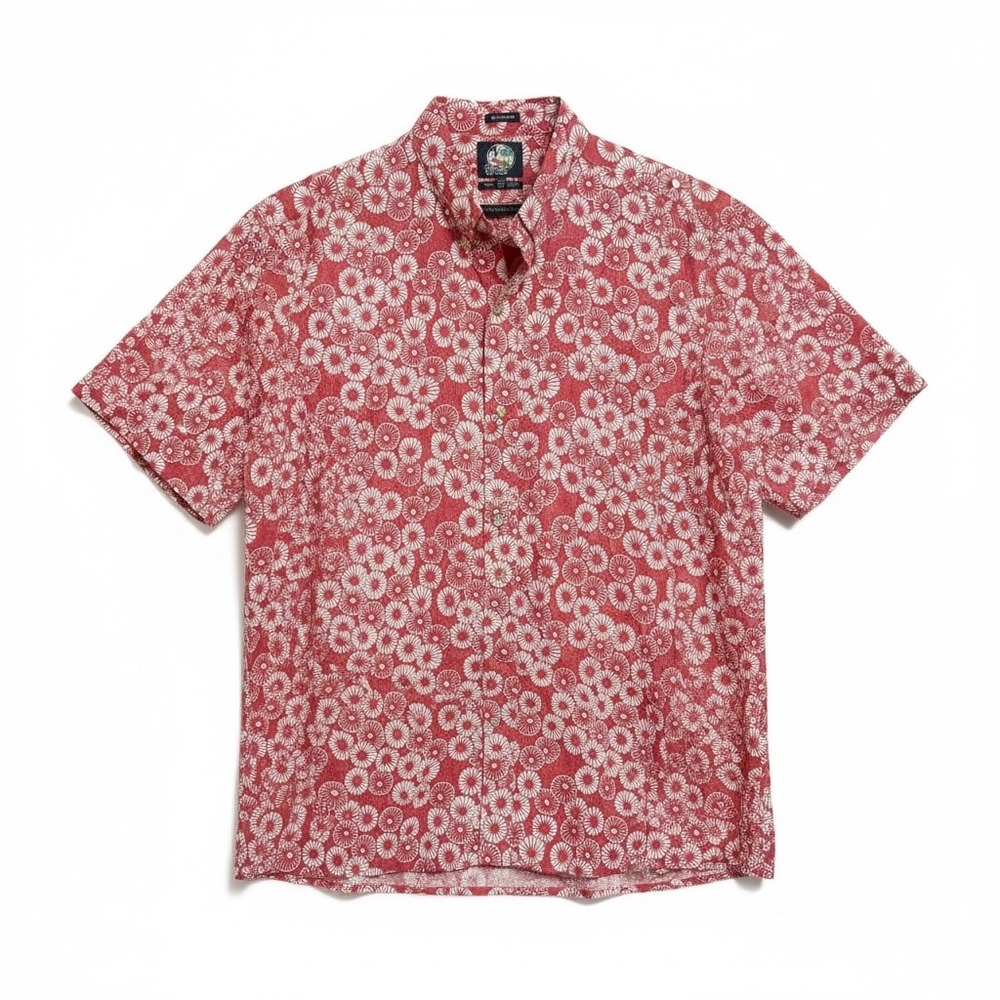 Reyn Spooner Spooner Kloth Red White Floral Button Classic Fit Aloha Shirt - XXL